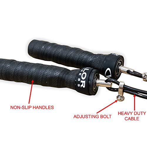 Valor Fitness Adjustable Speed Rope - Speed Jump Rope with Ball Bearings and Non-Kinking Cable – Ideal for Cross Training and Other High Intensity Workouts with Skipping Rope - style: 4.0mm Cable