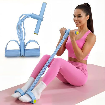 Multifunction 6-Tube Pedal Resistance Bands with Handles, Sit-up Puller, Yoga, Ab Workout, Home Gym Equipment, Full Body Exercise Trainer for Men & Women (Blue)
