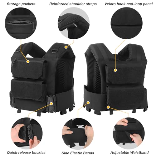 Weighted Vest Men with 35lbs - Weighted Workout Vest with Removable Iron Weights, Heavy Duty Weighted Exercise Vest for Functional Training & Calisthenics - Black