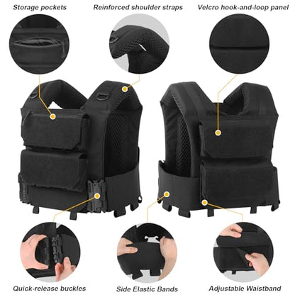 Weighted Vest Men with 35lbs - Weighted Workout Vest with Removable Iron Weights, Heavy Duty Weighted Exercise Vest for Functional Training & Calisthenics - Black