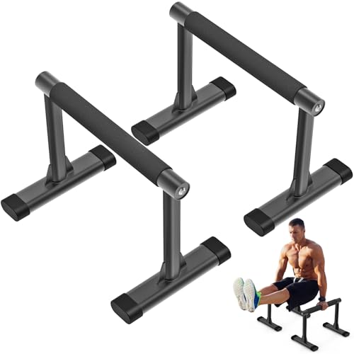 Kipika Parallette Bars for Calisthenics - Push Up & Dip Bar with Wood Handles, Rock-Free Support for Handstand, L-Sit & Home Strength Training, 600LB Capacity, 12" Height - color: A- Black