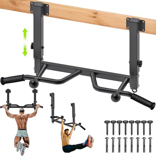 SELEWARE Heavy Duty Welded Pull Up Bar Wall/Joist/Ceiling Mount Chin Up Bar - color: E2: Black Joist Mount Pull Up Bar