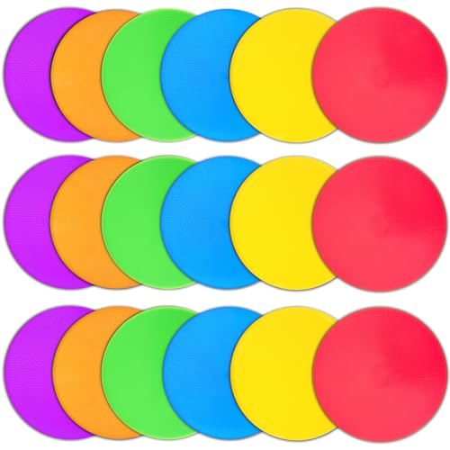 Poly Spot Markers 4 inch/9 inch Non-Slip Rubber Agility Training Markers Floor Dots Flat Field Cones for Football, Soccer, Basketball, School Exercise Drills, Dance Practice - style: 9 inch 18 Pcs (TPE)