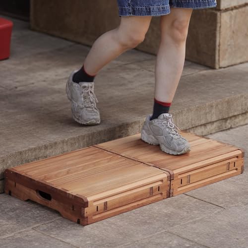 Wooden Platform 3.7" Height.One Step Stool Larger 31.5" for Adults&Senior. Carbonization Porch Step,Stair Assist Indoor&Outdoor,Bedside Foot Stepper,Mobility Stepping.for Handicap,Elderly,Kids