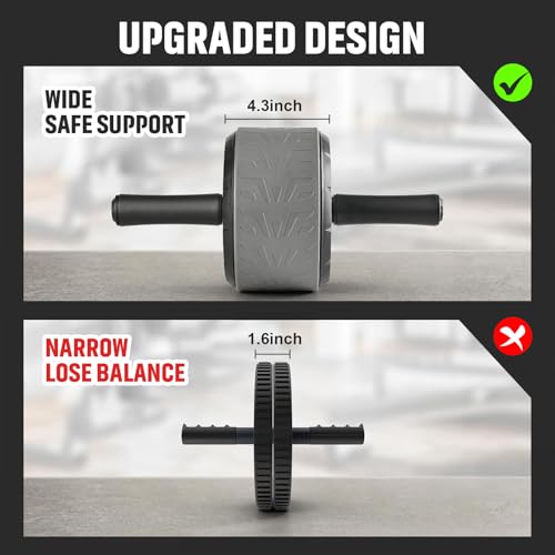 Ab Roller Wheel with Elbow Support and Kneeling Mat Automatic Rebound Abdominal Wheel Abs Workout Equipment for Home and Gym Exercise Roller for Core Workout