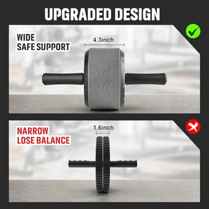 Ab Roller Wheel with Elbow Support and Kneeling Mat Automatic Rebound Abdominal Wheel Abs Workout Equipment for Home and Gym Exercise Roller for Core Workout