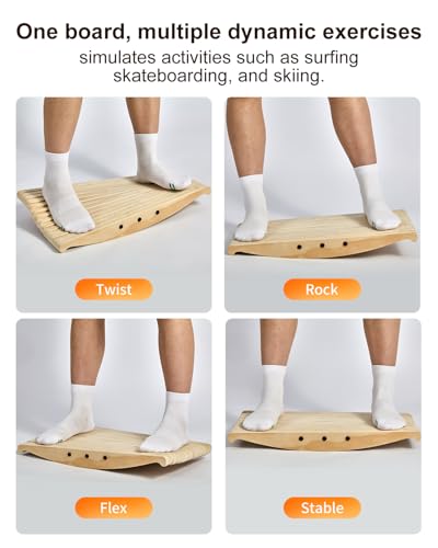 360° Balance Board for Standing Desk, Anti-Fatigue 3D Wobble Board, Boost Focus & Burn Calories Balancing Board, 440lbs Capacity for Adults Kid at Home & Office, Surf & Skate Simulation Foot Stretcher