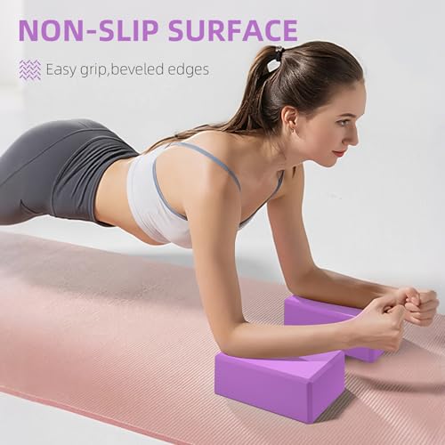 Large Foam Yoga Block 1 Pack, 9x6x4 Sturdy Pilates Block, Workout Block, Non Slip Surface Yoga Brick for Pilates Meditation, Stretching and Toning - color: Purple-
