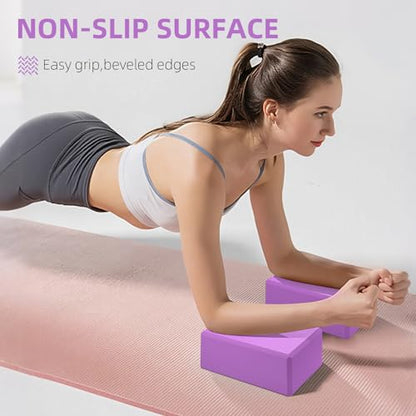 Large Foam Yoga Block 1 Pack, 9x6x4 Sturdy Pilates Block, Workout Block, Non Slip Surface Yoga Brick for Pilates Meditation, Stretching and Toning - color: Purple-