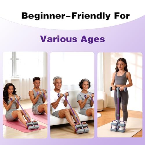 Resistance Bands with Handles, 6 Tube Pedal Resistance Band for Exercise, Dual Pedal Adjustable Resistance, Ab Roller Handle Full Body Home Workout Equipment for Abs, Legs, Arms, Women