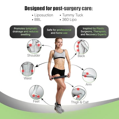 Post Liposuction Massager Stick, Lymphatic Drainage Massager, Post Lipo Surgery, Quality Material, Ridges & Grooves, Post-Op Recovery, Leg Cramps, Ideal Liposuction Recovery Supplies, Luxadar (Green)