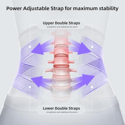 FREETOO Back Brace for Lower Back Pain Women with Bionic Support System, Adjustable Knitted Lumbar Support Belt, Breathable Mesh Design with Lumbar Pad,for Herniated Disc,Sciatica,Scoliosis XS (Your Waist:25.5''～29.5'') - size: X-Small