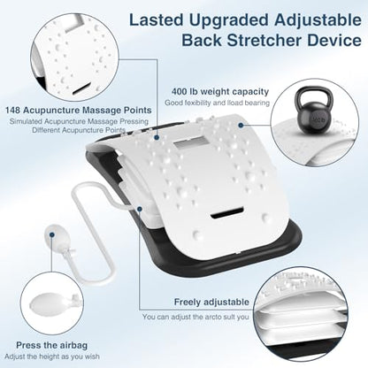 Back Stretcher for Lower Back Pain Relief,Adjustable Inversion Lumbar Traction Device,Lumbar Support Board for Spinal Decompression and Scoliosis,Ideal Mens Gifts&White Elephant Gifts