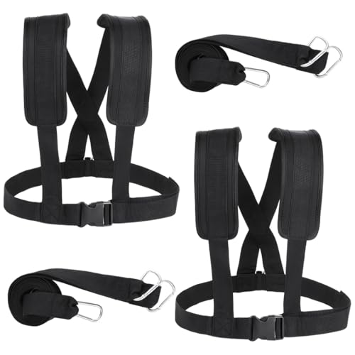 2 Pcs Sled Harness for Exercise, Adjustable Padded Shoulder Strap, Physical Football Running Resistance Training Rope Kit, Tire Pulling Workout Equipment
