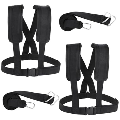 Training Rope Kit for Exercise, 2 Pcs Sled Harness Adjustable Padded Shoulder Strap, Physical Football Running Resistance, Fitness Workout Assistance Tire Pulling Equipment Trainer