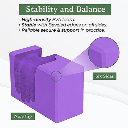 Yes4All Yoga Blocks 2 Pack Wrist Support, Comfort, and Grip Strength, Support for Balance Fitness and Exercise, EVA Foam Blocks Pilates Yoga Brick Yoga Accessories