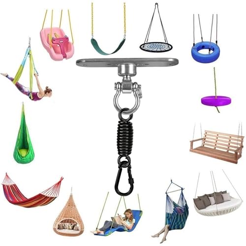 4-Hole Heavy Bag Hanger with 360° Rotation Wall/Ceiling Wood Beam Mount for Aerial Yoga Swing, Hammock, Resistance Band & Body Weight Strength Training Systems - size: With a spring
