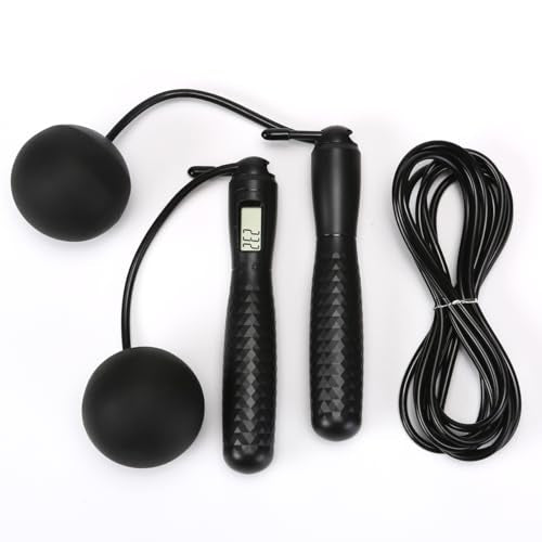 Cordless Jump Rope with Counter - Ropeless Jump Rope 2 In 1 with Large Cordless Ball-Weighted Jump Rope for Women with LCD Display
