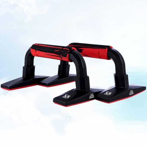 BESPORTBLE H-shape Push-up Bars Pair for Arm Strength Training, Red Black Steel Pushup Stands for Chest and Abdomen Muscle Workout at Home Gym