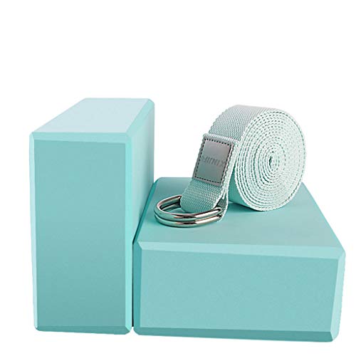 Yoga Blocks 2 Pack Set - (Yoga Block with 1 Yoga Strap) High Density Soft EVA Foam Block for Yoga, General Fitness, Pilates, Stretching and Toning Workouts