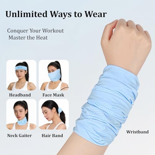 Cooling Sports Towel Wristband, Neck Gaiter Face Cover, Ice Silk Fabric for Instant Cooling & Sweat Absorption 2pcs - color: Pink
