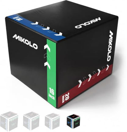 Mikolo 3-in-1 Foam Plyometric Box – Soft Jump Box with Solid Wood Core, High-Density Foam and Non-Slip Cover – No Assembly Required for Home Gym Workout - style: 16" x 14" x 12"