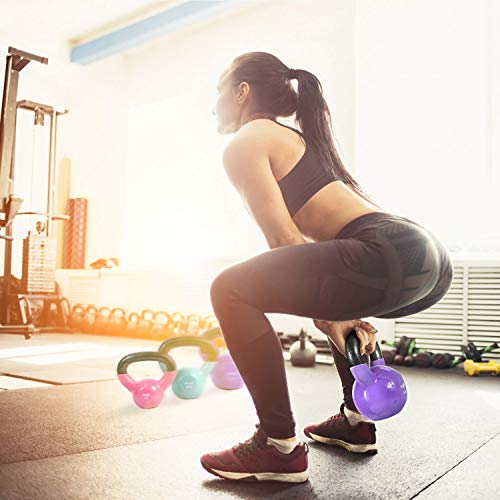 Yes4All Kettlebell, Vinyl Coated Kettlebell Cast Iron Sets with Stable Flat Bottom for Full Body Workout, Push up, Grip Strength Training & Weights Exercises
