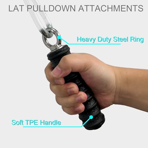 Ergonomic Tricep Rope Pulldown Attachments, Upgraded 27 32 40 & 47 Inch Extra Long Triceps Rope Cable Attachments for Gym, LAT Pull Down Bar for Cable Machine, Tricep Workout Cable Attachments - color: SINGLE HANDLE-1