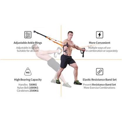 Bodyweight Resistance Training Straps,Training straps Complete Home Gym Fitness Trainer kit for Full-Body Workout Easy Setup Gym Home Outdoors