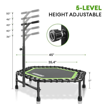 ONETWOFIT 42"/45" Rebounder Trampoline for Adults, Silent Mini Trampoline Indoor Exercise Fitness Trampoline Bungee Rebounder Workout Max Load 330lbs