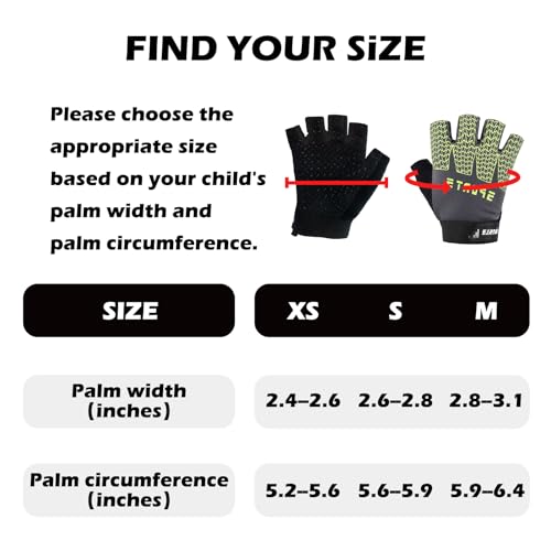 Kids Bike Gloves Cool Ice Silk Anti-Slip Sweat Towel Hook and Loop Closure Breathable Comfortable High Elasticity Perfect for Boys & Girls