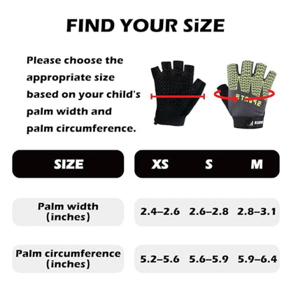Kids Bike Gloves Cool Ice Silk Anti-Slip Sweat Towel Hook and Loop Closure Breathable Comfortable High Elasticity Perfect for Boys & Girls