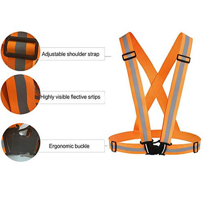 Reflective Vest Running Gear 2Pack, High Visibility Adjustable Safety Ves for Night Cycling,Hiking, Jogging,Dog Walking