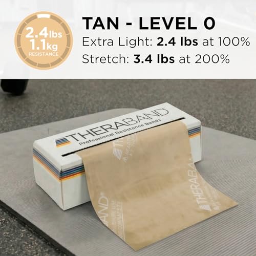 THERABAND Resistance Bands Tan, 6 Yard Roll, Upper Body, Physical Therapy - color: Tan - Extra Thin