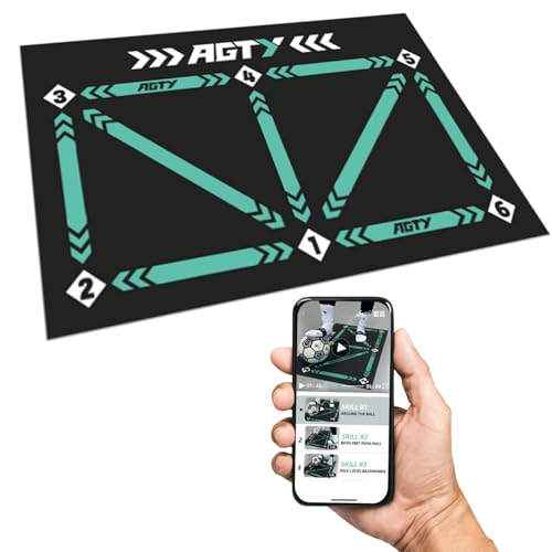 Soccer Training Mat with Training Videos, Soccer Dribble Trainer for All Ages - Soccer Footstep Training Equipment with Non-Slip Socks - Ideal Gift Set for All Age Kids