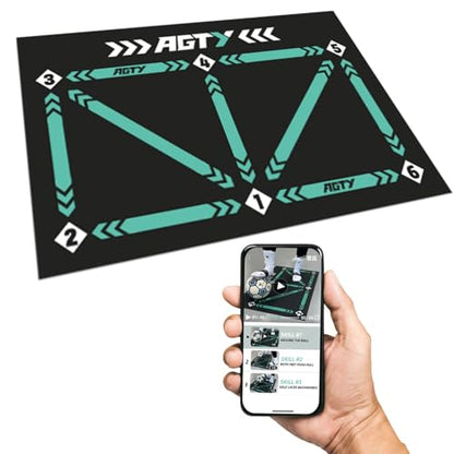 Soccer Training Mat with Training Videos, Soccer Dribble Trainer for All Ages - Soccer Footstep Training Equipment with Non-Slip Socks - Ideal Gift Set for All Age Kids
