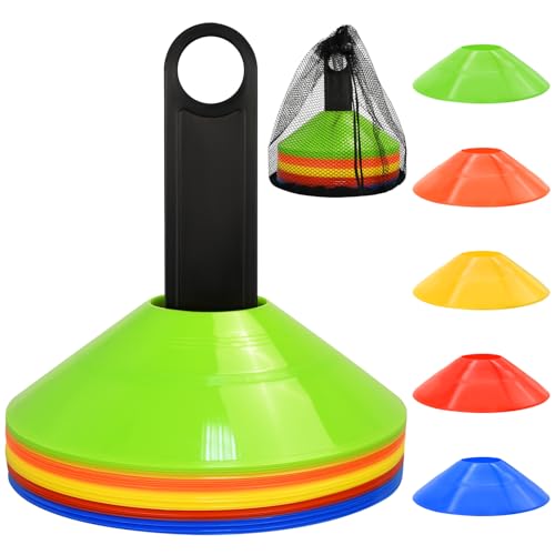 50/100/200pcs Disc Cones, Soccer Cones with Carry Bag and Holder, 5 Colors - size: 25pcs