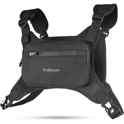 Running Chest Pack, Reflective Vest, Water Repellent, Phone Holder, Workout Bag for Runners, Cycling, Biking, EDC Pouch, Jogging Carrier, Hidden Pocket, Men & Women, Lightweight - color: Black