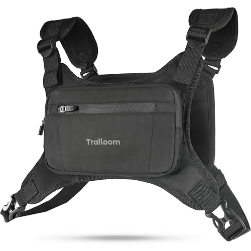 Running Chest Pack, Reflective Vest, Water Repellent, Phone Holder, Workout Bag for Runners, Cycling, Biking, EDC Pouch, Jogging Carrier, Hidden Pocket, Men & Women, Lightweight - color: Black