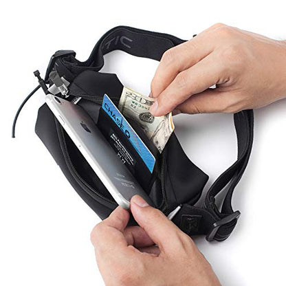 Fitletic Neo Race Belt, Black | Unique No Bounce Design for Marathon, Triathlon, Trail, 5k, 10k | Running Belt | N01R-01