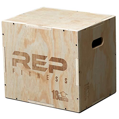 Rep Plyometric Wood Jump Box | CrossFit & Strength Training | 12 to 30" Range of Wooden Step Platforms | Gym & Sports Workouts | Fitness, Exercise, Physical Therapy Equipment | Pro Conditioning Tool - size: In-Between, 20" x 18" x 16"