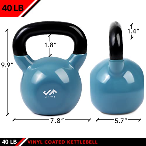 JFIT Kettlebell Weights Vinyl Coated Iron - style: 40lb (Steel Blue)