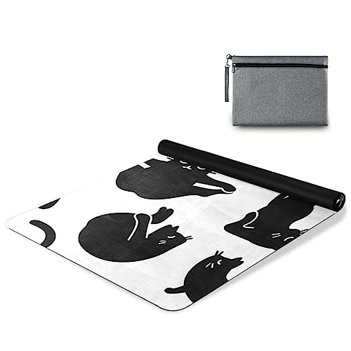 Cute Chubby Frog Yoga Mat, 71 x 26 Inch Non-slip Yoga Mats Folding Travel Exercise Mat Indoor Outdoor Gym Pilates with Storage Bag for Women Men