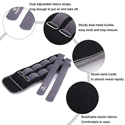 Ankle Weights for Women, Men and Kids - 1/2/3/4/6/8/10/12/15/20 LBS 1 Pair Strength Training Wrist/Leg/Arm Weight with Adjustable Strap for Jogging, Gymnastics, Aerobics, Home Fitness, Physical Therapy - style: 15Lbs Pair (7.5lb x 2) - Grey