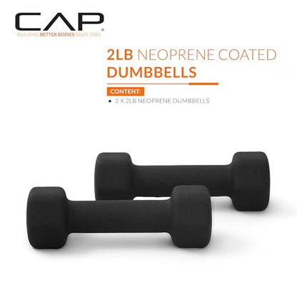 CAP Barbell Neoprene Dumbbell Weights Pairs & Sets | Black - style: 2 lb Pair