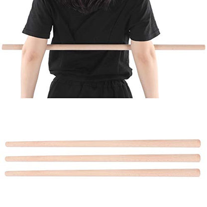 Wood Yoga Stick, 3Pcs Shoulder Opener Fitness Tool, Yoga Accessory Rod for Beginners and Professionals in Home Gym or Studio Practice