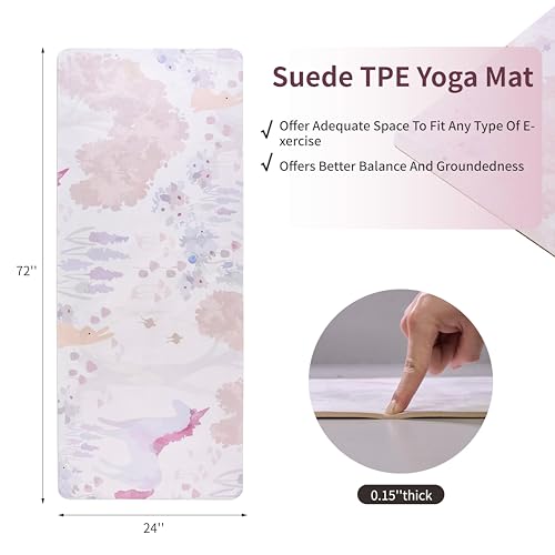 Non-Slip TPE Yoga Mat, 72"x24" Extra-Long Pilates Mats for Hot Yoga, HIIT, Floor Workouts, Lightweight Fitness Mat for Women & Men (Black+White)