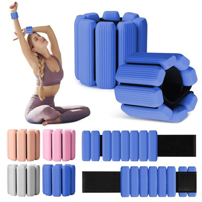 Wrist Weights Set of 2(1Lbs Each), Wearable Wrist Ankle Weights for Women & Men, Adjustable Arm & Leg Weights for Walking, Yoga, Swimming, Gym - color: Blue