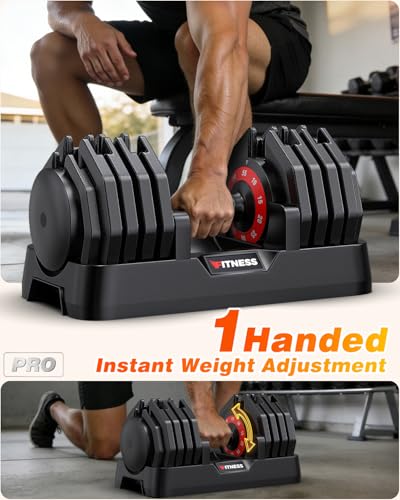 Adjustable Dumbbells Set of 2, 1 Hand Adjustable Weights Dumbbell Set and Workout Bench, 25/55/80lb Pair Weight Set For Home Gym Suit both Men and Women, Compact for Small Space Apartment Room - color: Pro-55lbs-10weights Dumbbells+Bench