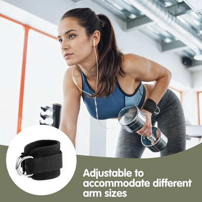 2 Pcs Wrist Cuffs Lifting Straps with D Rings, Weight Lifting Straps Wrist Strap for Weightlifting Adjustable Gym Weightlifting Strap for Cable Machines Strength Training Bodybuilding Deadlifting